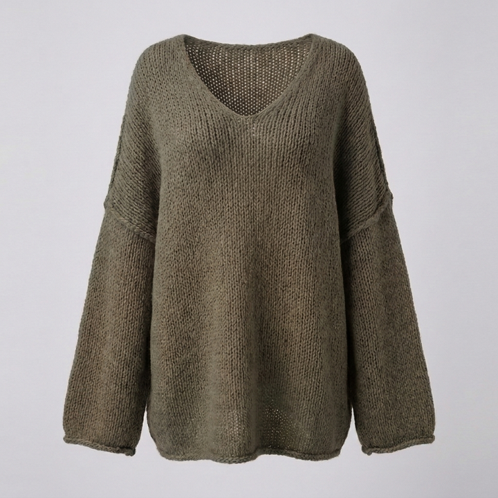 Tijdloze dames V-hals trui; comfortabel gebreid, veelzijdig voor casual én chique gelegenheden.