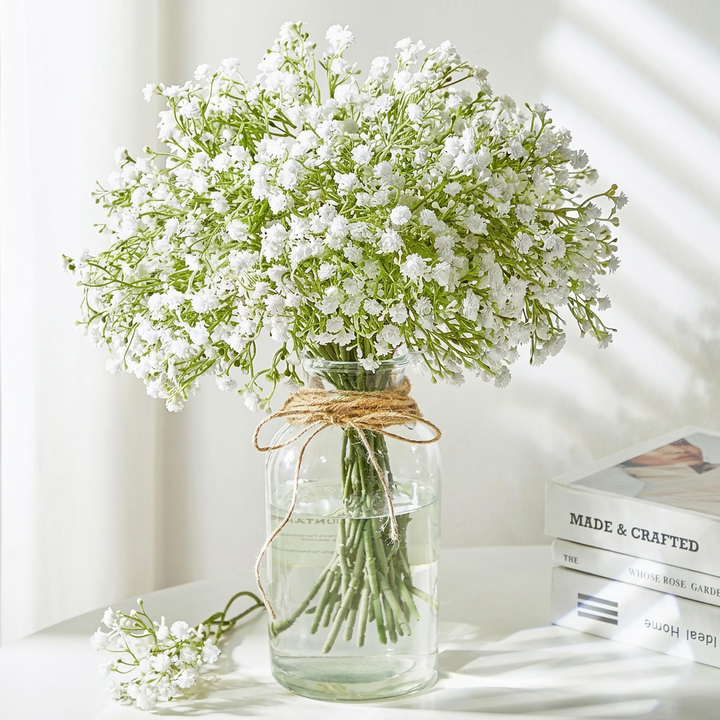 Decoratieve kunstbloem set met gipskruid en lavendel; ideaal boeket voor onderhoudsvrije interieurdecoratie.