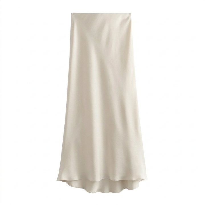 Trendy dames maxi rok met satijnlook, perfect als lenterok of zomerrok. Combineert elegantie met draagcomfort.