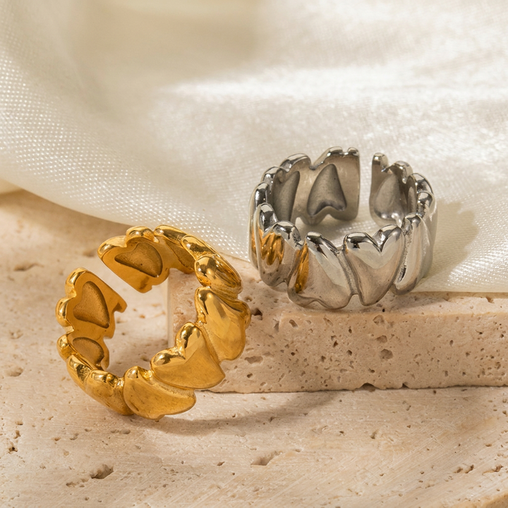 Trendy dames open ring met een schattig hart design, vervaardigd uit roestvrij staal, ideaal als liefdescadeau.