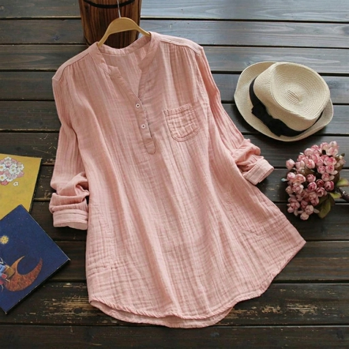 Modieuze dames tuniek, casual chic met linnenlook. Veelzijdige damesmode, perfect voor een stijlvolle lente/zomer look.