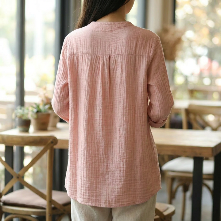 Losvallende linnenlook dames tuniek, perfect voor casual chique lente mode. Ademend en comfortabel voor alle dagen.