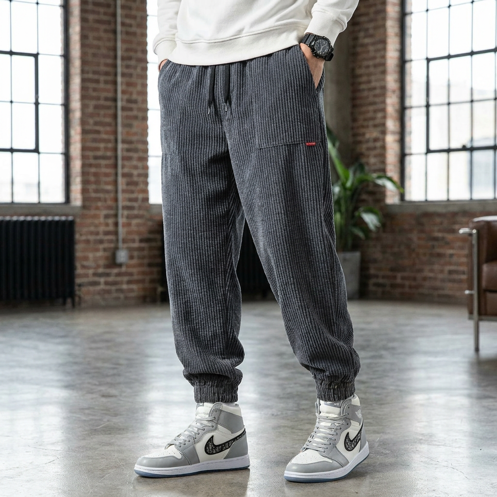 Heren relaxte joggingbroek in grijs, ultiem comfort voor casual vrijetijdskleding, perfect voor thuis of sport.