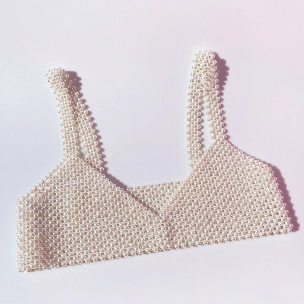 Trendy dames croptop, verfraaid met elegante pareldetails, een must-have voor een stijlvolle en modieuze zomer.