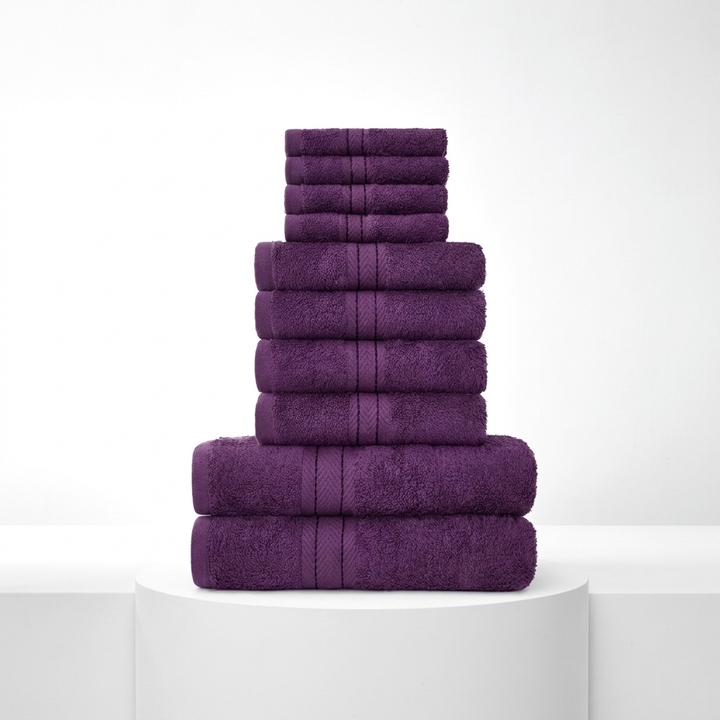 Zachte katoenen badkamerset, 10-delig, ontworpen voor comfort en optimale absorptie thuis.