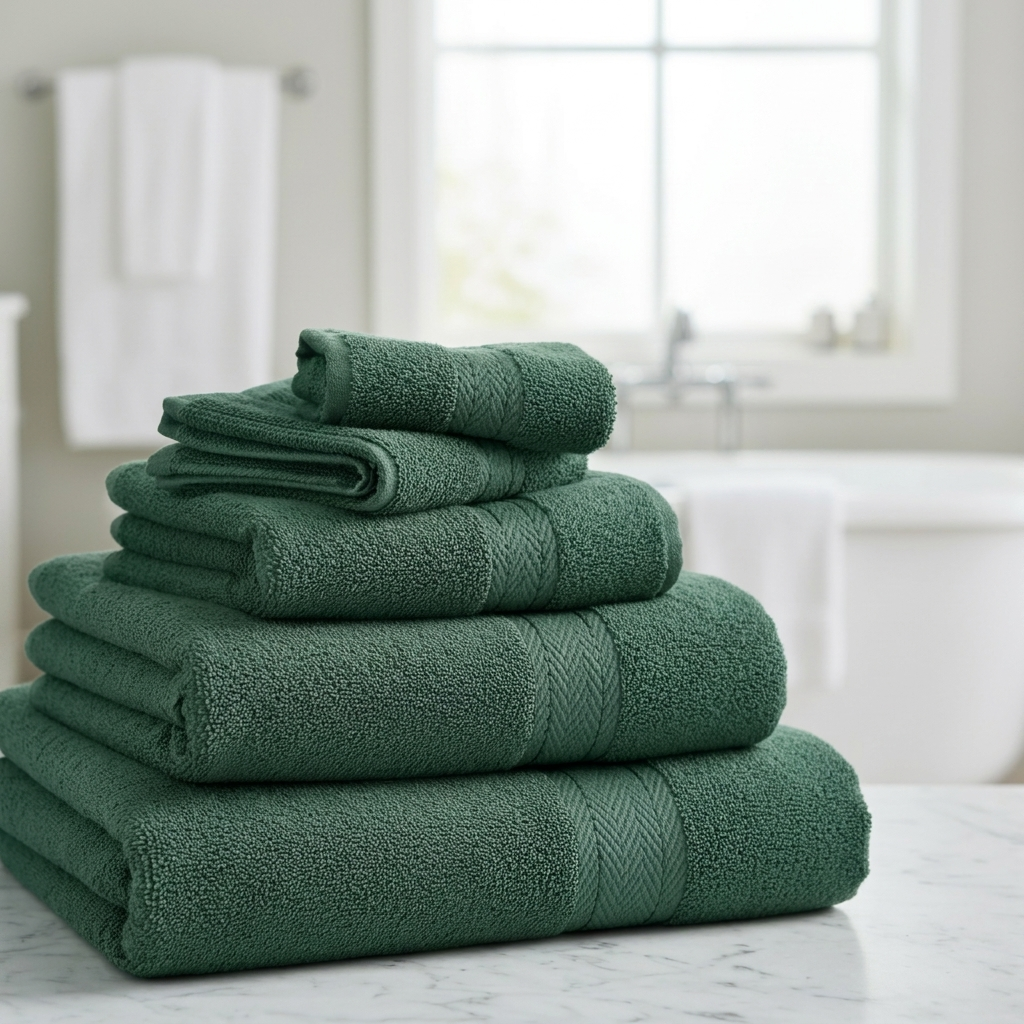 Complete 10-delige katoenen badkamerset; comfortabel, absorberend badtextiel voor thuis.