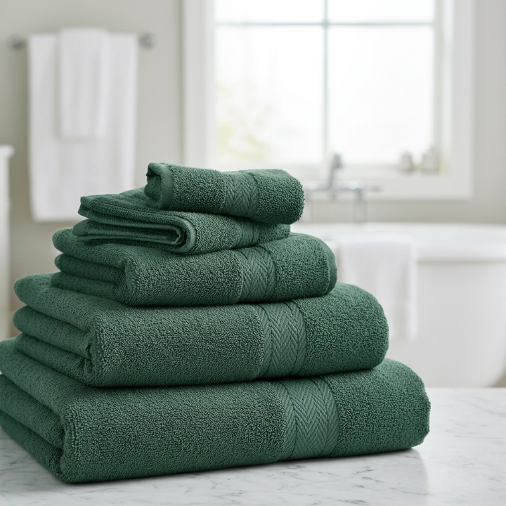 Complete 10-delige katoenen badkamerset; comfortabel, absorberend badtextiel voor thuis.