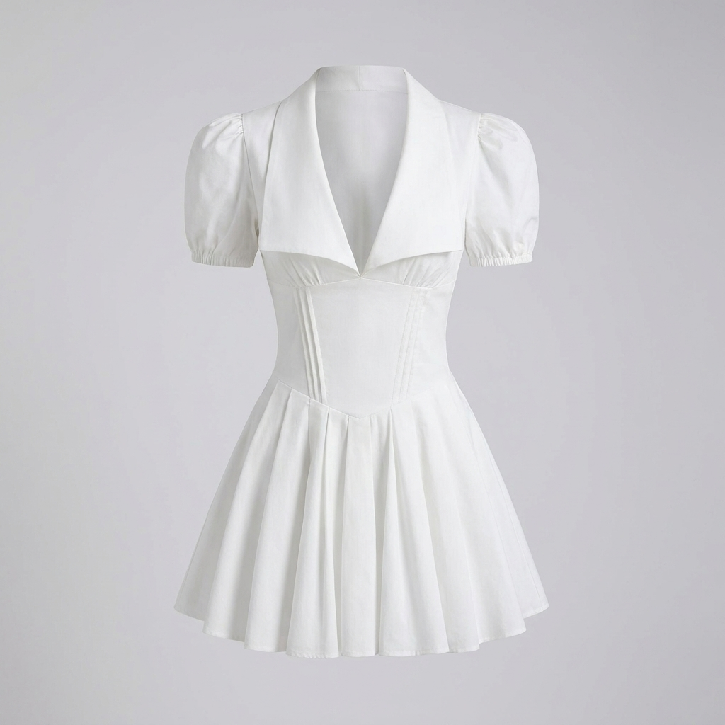 Elegante mini-jurk voor dames, met V-hals en plooien. Geschikt voor casual en formele zomer/lente gelegenheden.