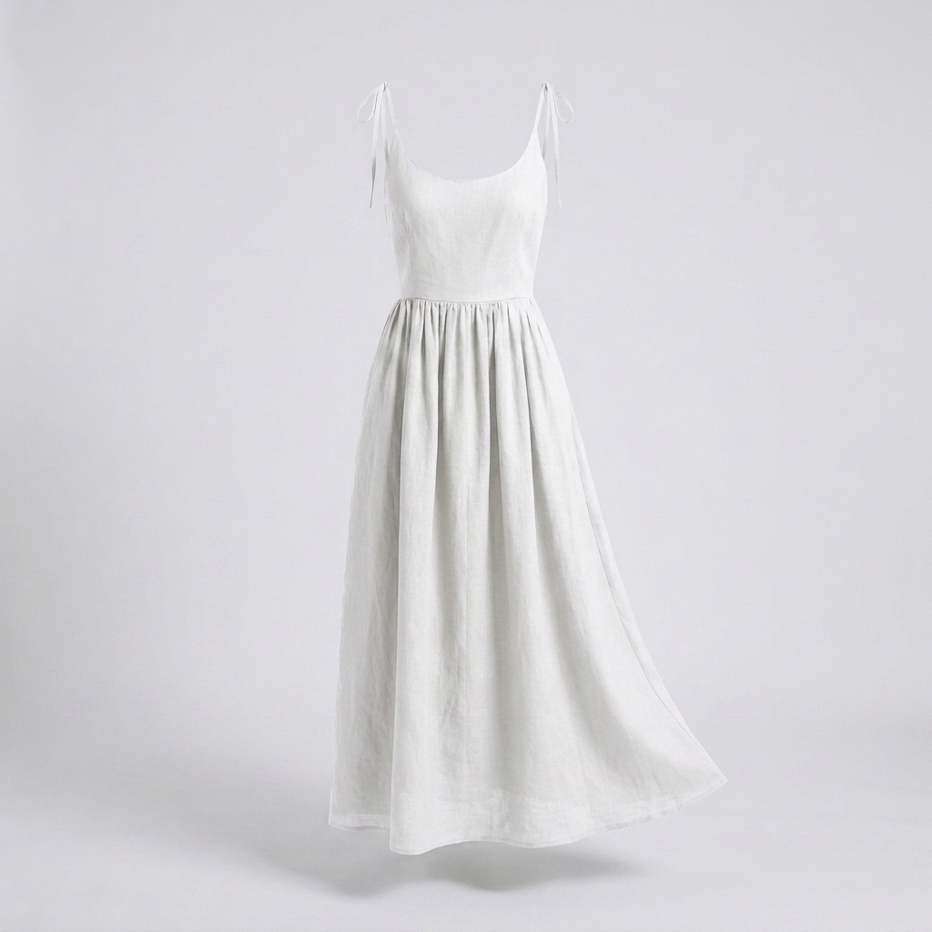 Veelzijdige damesjurk met strikbandjes, elegant en flatterend, geschikt voor diverse zomerse looks.
