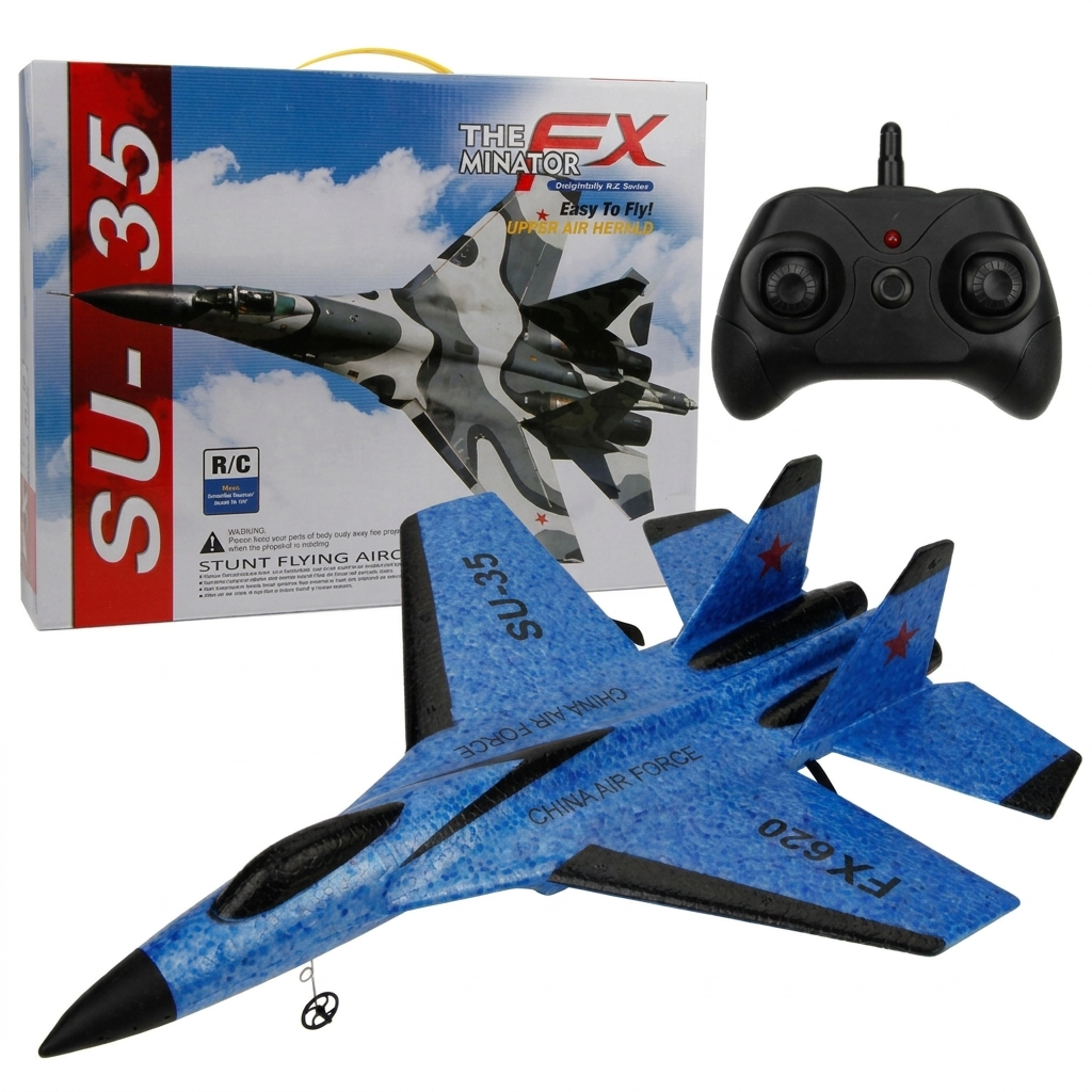 RC Hunter vliegmachine 2.4 GHz met afstandsbediening, geschikt voor beginnende RC piloten en buiten plezier.