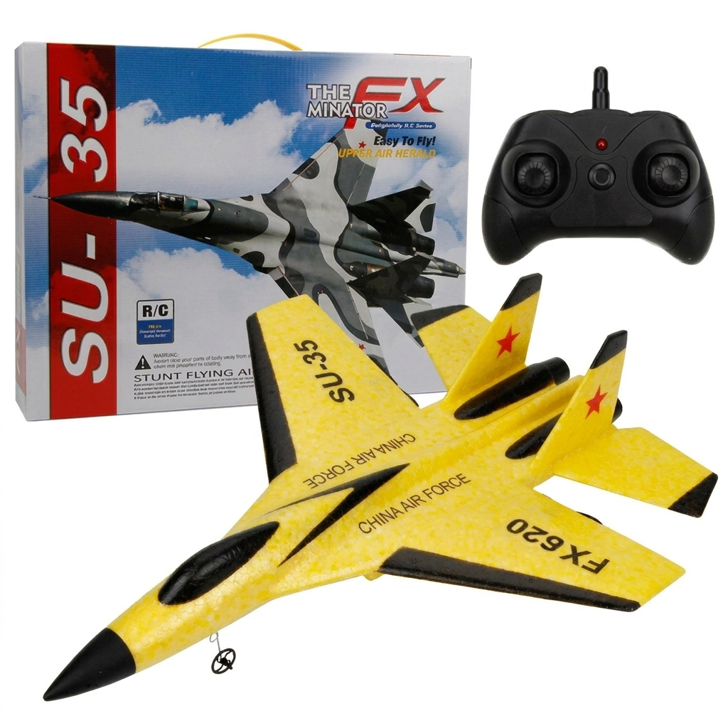 Compact RC Hunter radiografisch vliegtuig, 2.4 GHz model ideaal als buitenspeelgoed voor hobbyisten en kinderen.