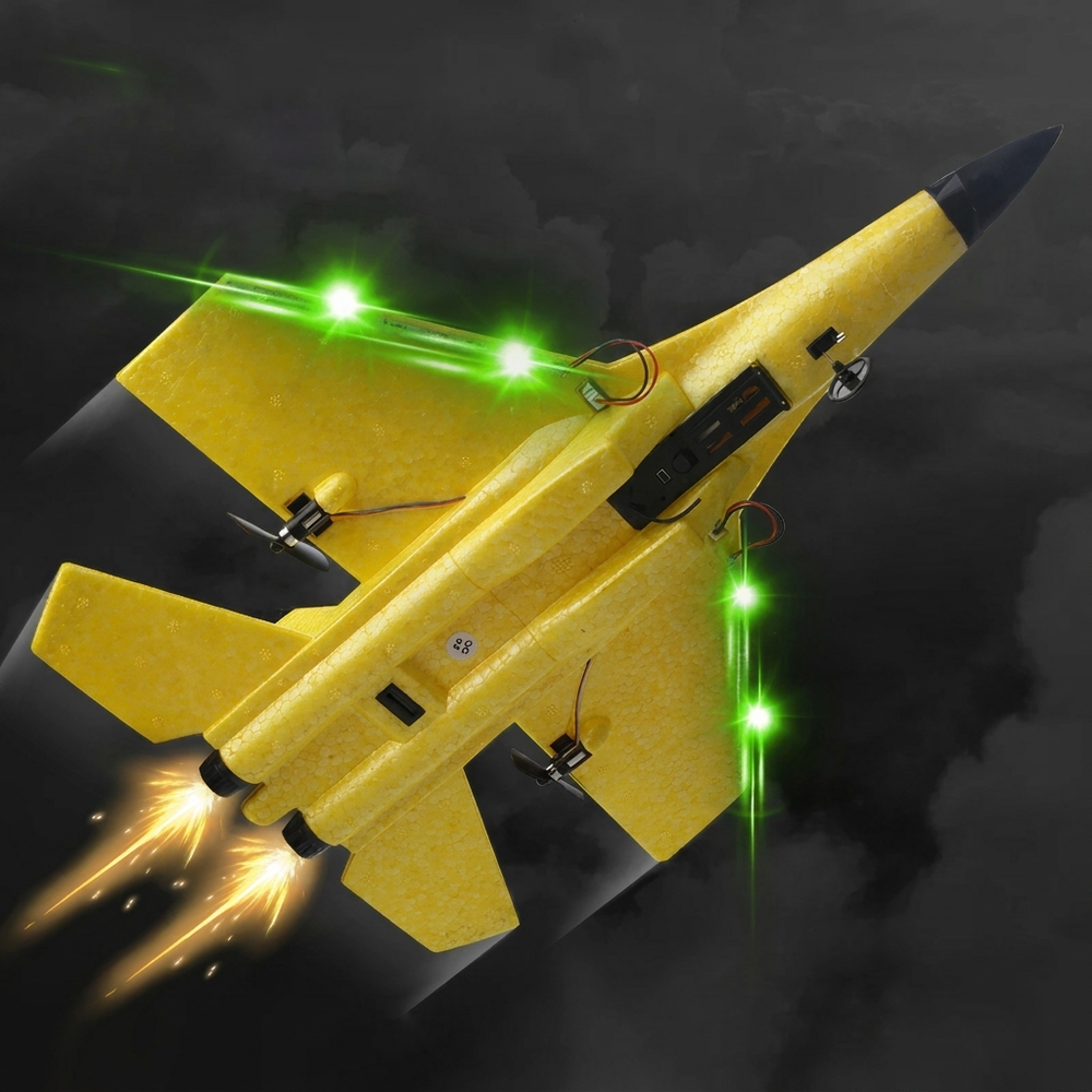 Wit RC Hunter RC vliegtuig 2.4 GHz, kinderspeelgoed vliegmachine voor urenlang buiten vliegen en hobbyplezier.