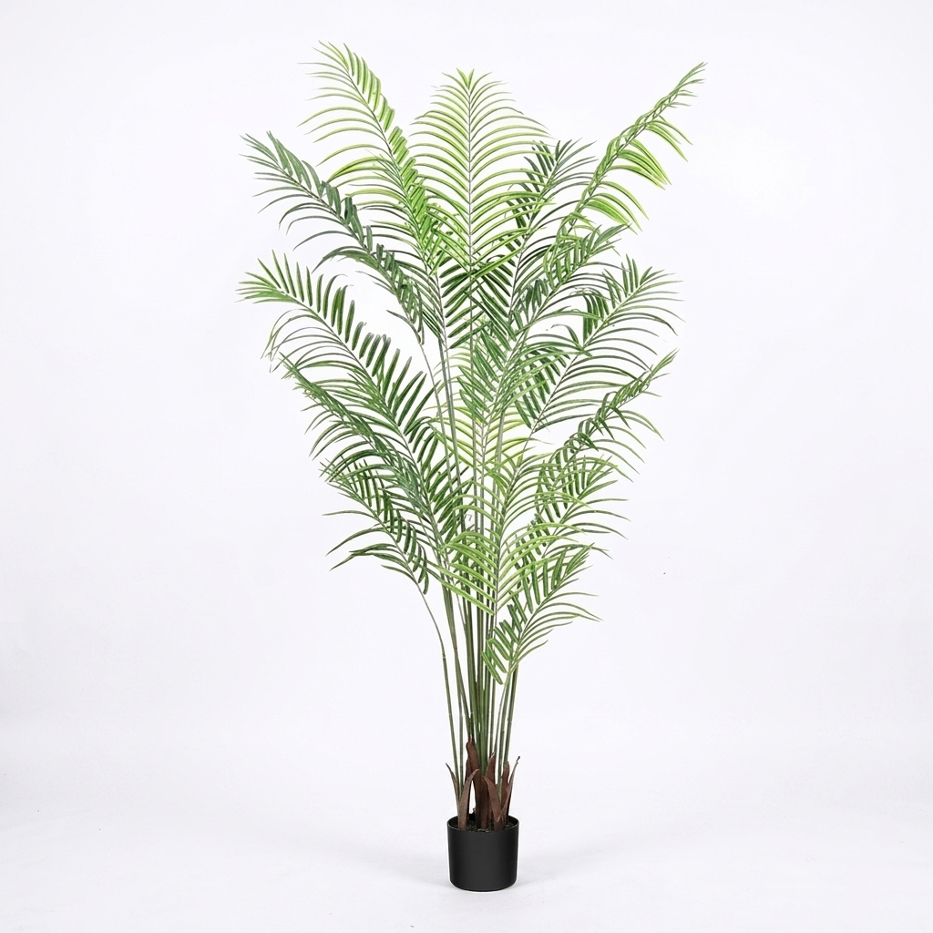 Levensgrote kunstpalm van 130 cm met pot, ideaal voor onderhoudsvrije groene interieurdecoratie.
