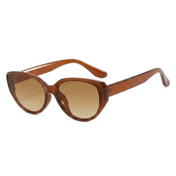 Elegante vintage cat-eye zonnebril voor dames in bruin, biedt UV-bescherming en een trendy retro uitstraling.
