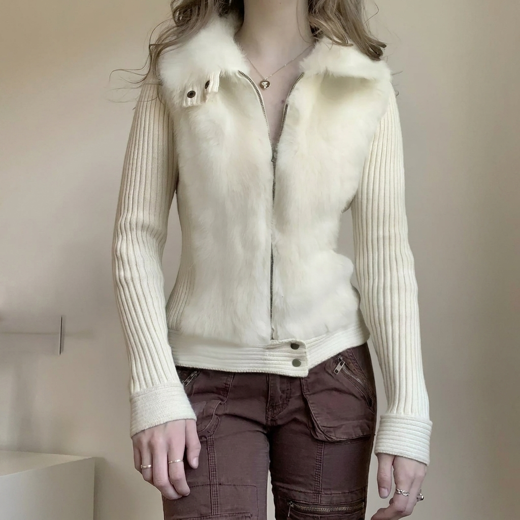 Damesvest met luxe bontkraag en getailleerde pasvorm. Dit warme en elegante vest is een must-have voor de winter.