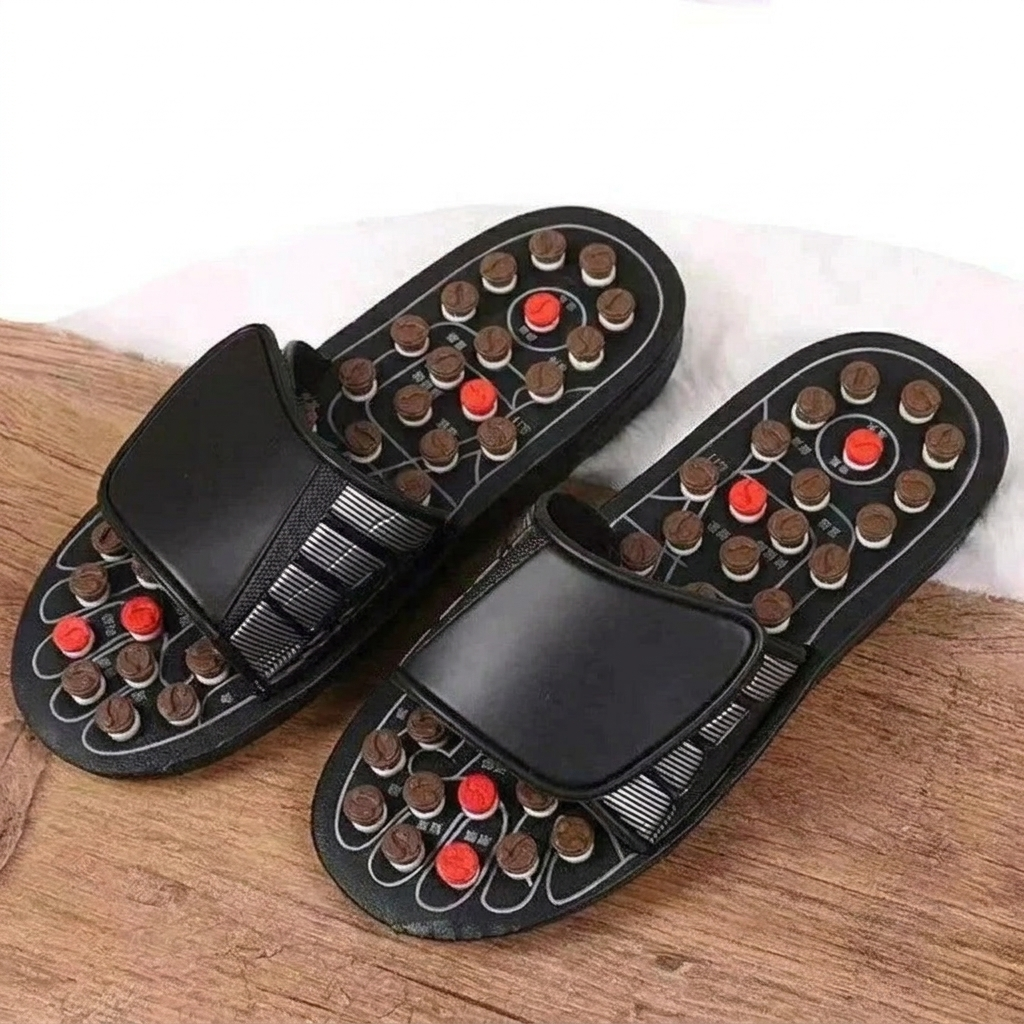 Comfortabele unisex therapie slippers met acupressuurpunten, bieden pijnverlichting en voetverzorging voor dagelijks gebruik.