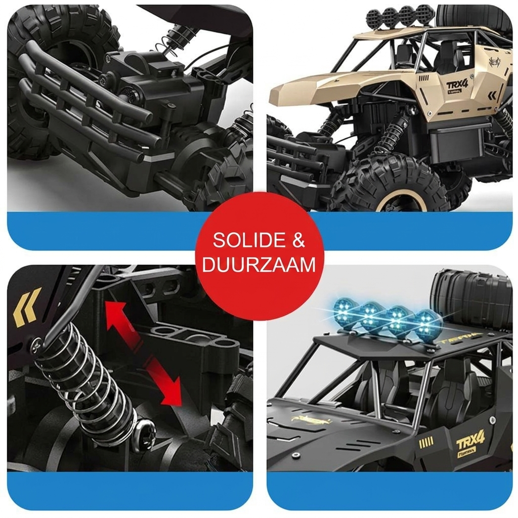 Indrukwekkende 6-wiel RC monstertruck modelauto, ontworpen voor extreme off-road prestaties. Afstandsbestuurbaar speelgoed.