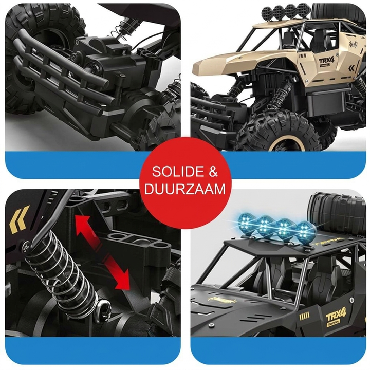 Indrukwekkende 6-wiel RC monstertruck modelauto, ontworpen voor extreme off-road prestaties. Afstandsbestuurbaar speelgoed.