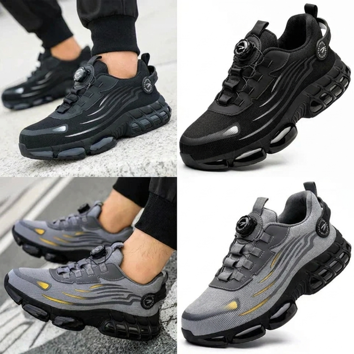 Stijlvolle grijze S3 veiligheidsschoenen voor unisex gebruik, met ademend comfort en antislip voor actieve beroepen.