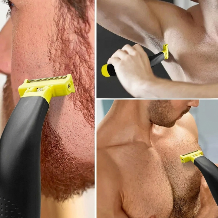 Compact elektrisch lichaamsscheerapparaat en trimmer, ideaal voor persoonlijke verzorging, USB oplaadbaar.