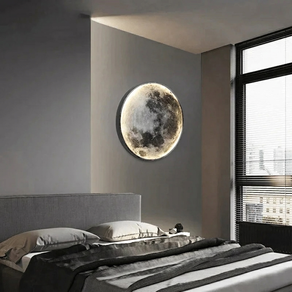 Zachte dimbare LED maanlamp, ideaal als slaapkamerlamp. Creëert rustgevende sfeer met energiezuinige verlichting.