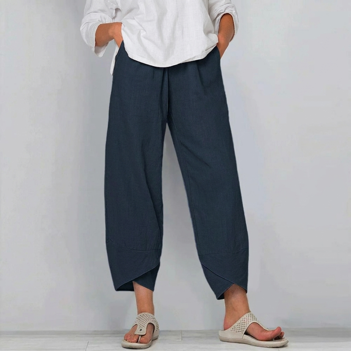 Dames casual broek, relaxed fit, perfect om in te ontspannen, met comfortabele elastische taille.