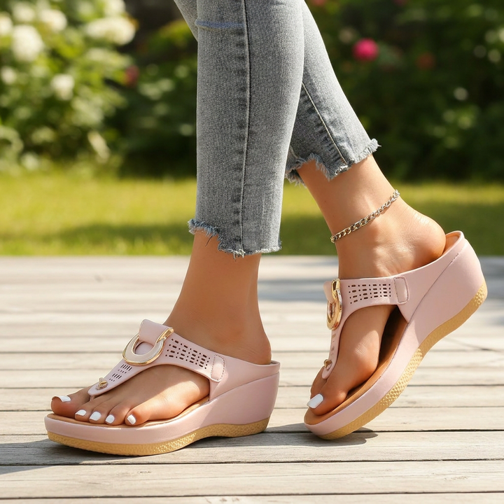 Trendy orthopedische sandalen met platte zool, bieden comfort en houdingcorrectie voor dames in de zomer.