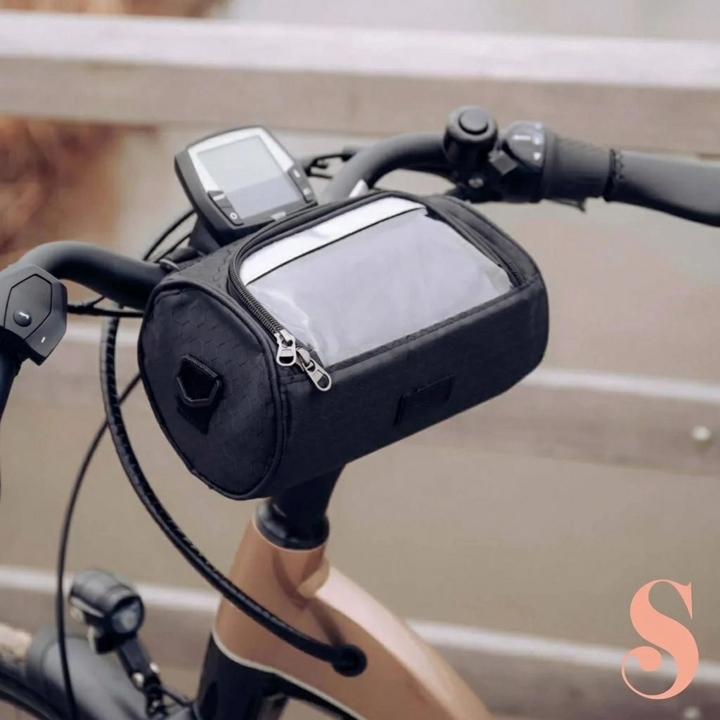 Fietstas met touchscreen venster voor mobiele telefoon, ideaal voor navigatie en veilige opslag tijdens het fietsen.