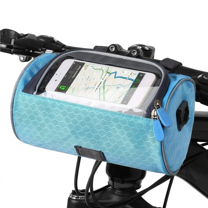 Duurzame fietstas met waterdicht touchscreen compartiment, houdt je telefoon veilig en toegankelijk onderweg.