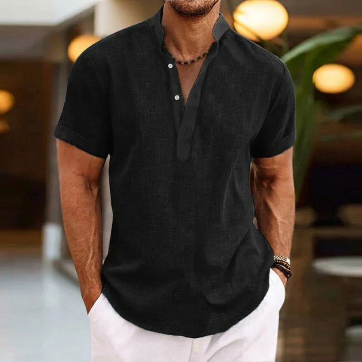 Comfortabel heren V-hals zomer shirt met korte mouw; ideaal voor dagelijks gebruik en een stijlvolle look.