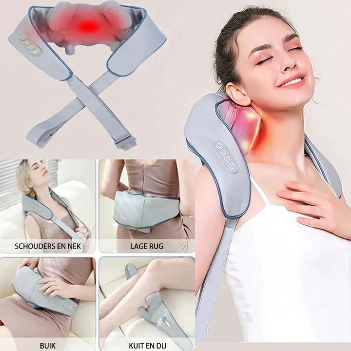 Unisex warmtetherapie nekmassageapparaat voor diepe ontspanning. Verlicht spierpijn in nek en rug.