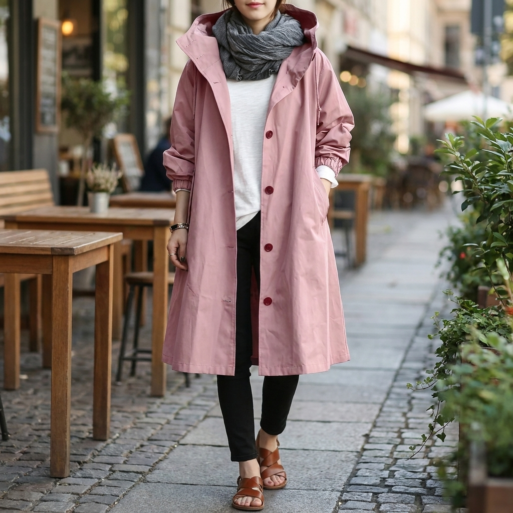 Dames oversized regenjas, waterdicht en stijlvol. Perfect voor de lente en herfst.