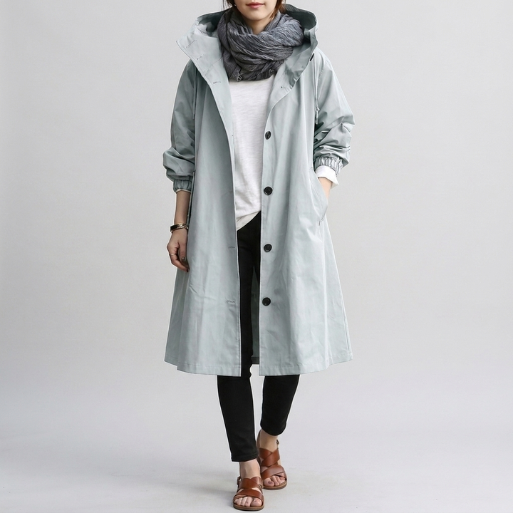 Dames waterdichte regenjas, oversized model. Essentiële buitenkleding voor natte dagen.
