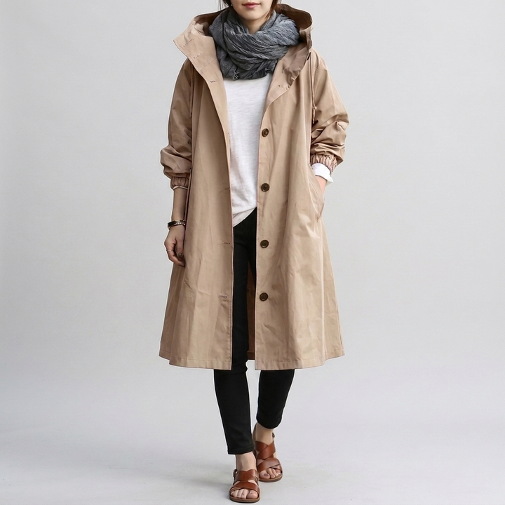 Stijlvolle waterdichte buitenkleding: een comfortabele oversized jas voor dames.