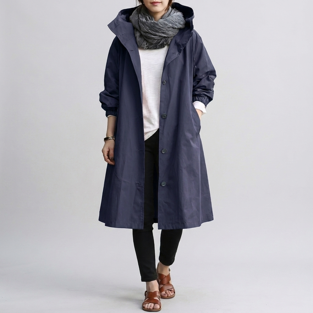 Praktische dames waterdichte jas, oversized ontwerp, ideaal voor wisselvallig weer.