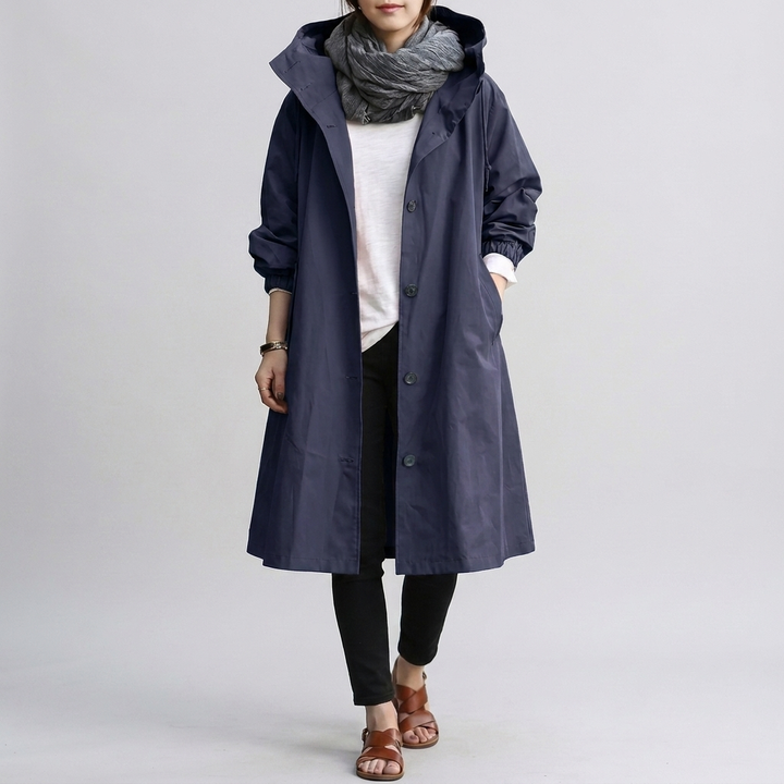 Praktische dames waterdichte jas, oversized ontwerp, ideaal voor wisselvallig weer.