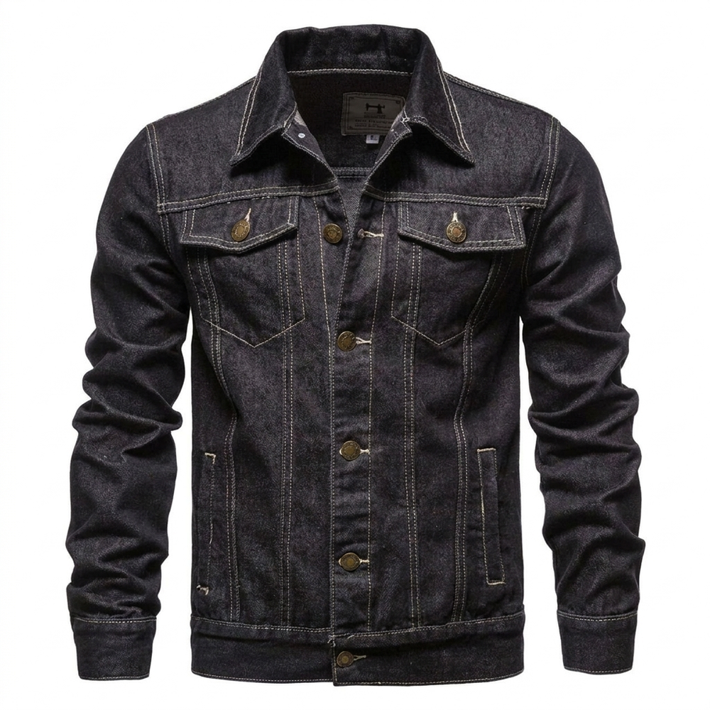 Comfortabele heren denim jas in zwart of klassiek blauw, veelzijdige bovenkleding voor elke dag.