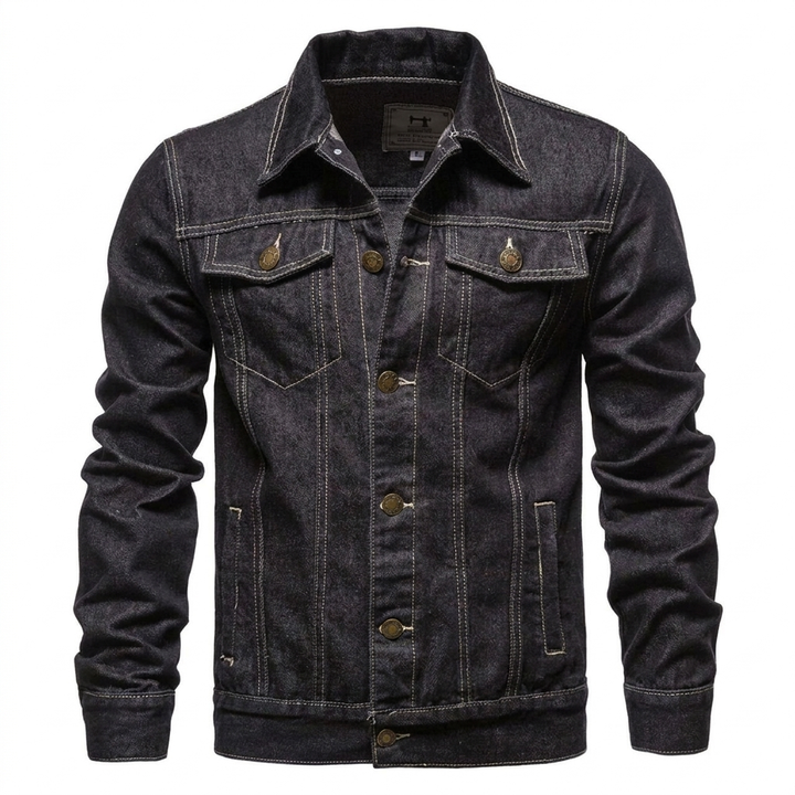 Comfortabele heren denim jas in zwart of klassiek blauw, veelzijdige bovenkleding voor elke dag.