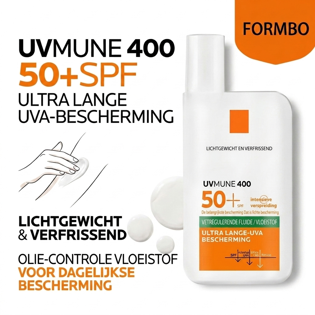 Fles Lichtgewicht Zonnebrandcrème SPF 50+ voor maximale bescherming tegen de zon.