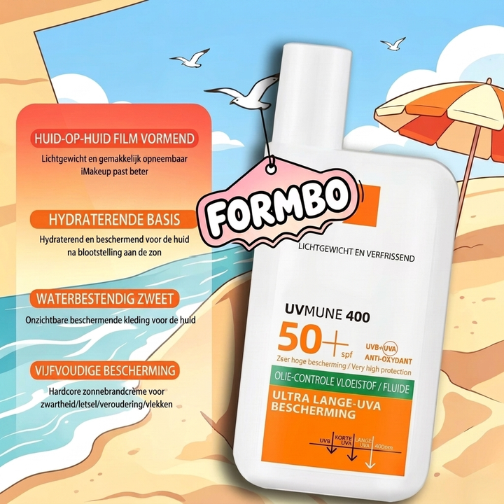 Waterbestendige zonnebrandcrème met SPF 50+, ideaal voor zomer en sportactiviteiten.