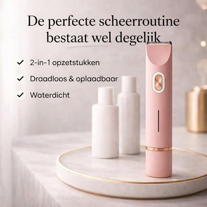 Elektrische intieme trimmer voor dames. Zachte haarverwijdering gevoelige huid, waterdicht, roze.