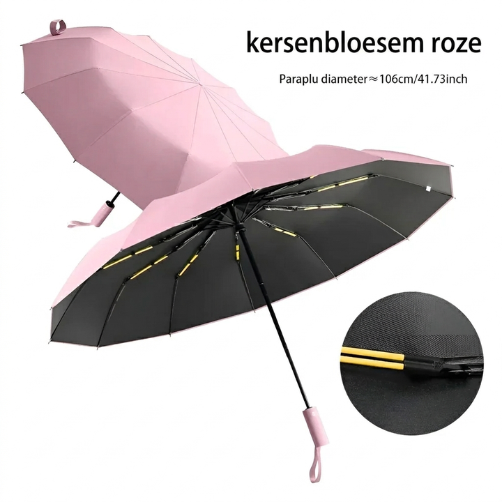 Compacte reisparaplu met UV-bescherming; ideaal voor zon & regen, opvouwbaar en draagbaar.