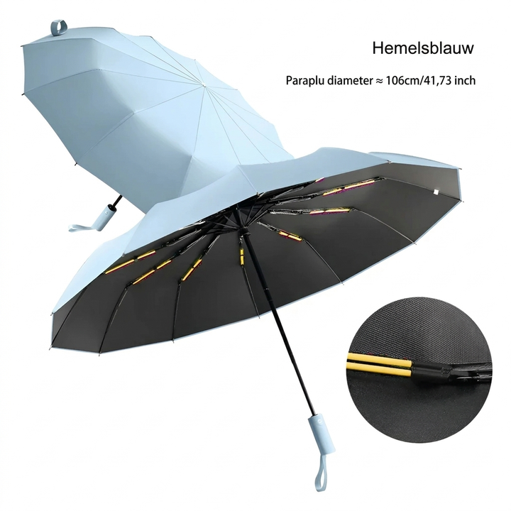 Handige opvouwbare paraplu, mvb26, met ergonomisch handvat; gemakkelijk mee te nemen als accessoire.