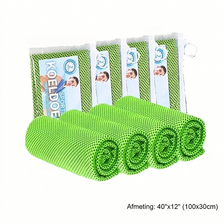 Praktische set van 4 microvezel koelhanddoeken, unisex, voor hardlopen, wandelen en reizen; verkoeling bij hitte.