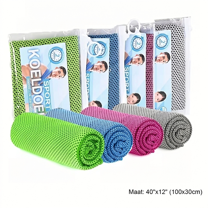 Set van 4 unisex verkoelende handdoeken voor sport en hitte; snelle verkoeling, ideaal voor outdoor en reizen.