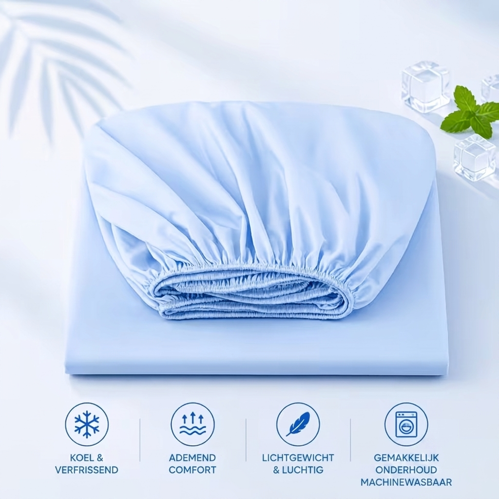 Hoeslaken speciaal ontworpen om verkoeling te bieden. Essentieel beddengoed voor de zomer, ademend comfort.
