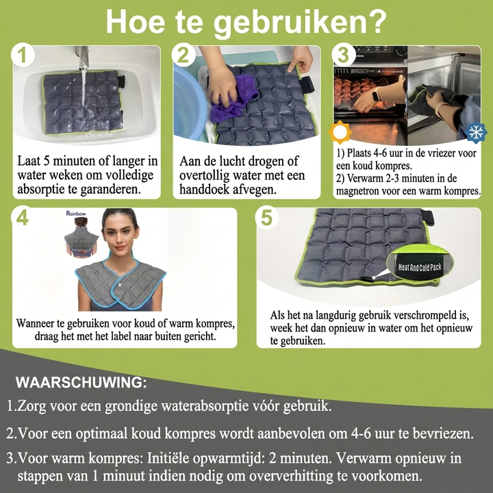 Roze verkoelende gel wrap, unisex model, voor nek- en schoudertherapie. Verlicht spierpijn tijdens warmtedagen.