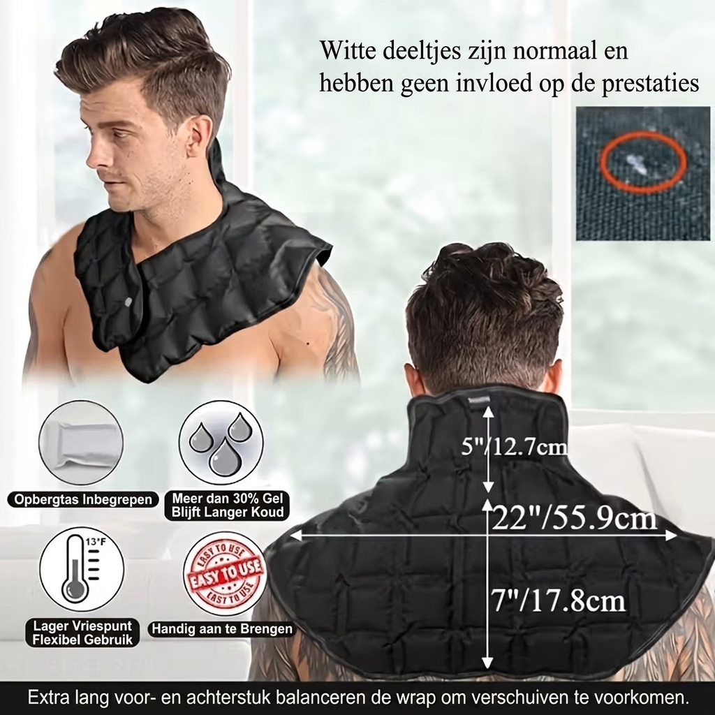 Unisex verkoelende gel wrap voor nek en schouders. Comfortabele oplossing tegen spierpijn en warmte, herbruikbaar.