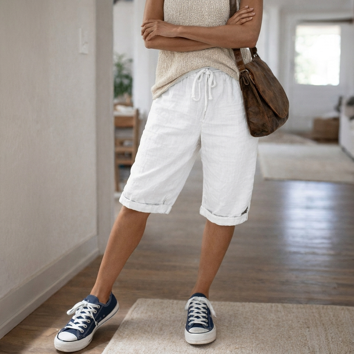 Dames comfortabele bermuda shorts met trekkoord van polyester voor de zomer, ideaal voor een casual look.