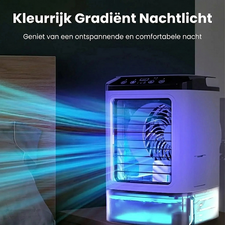 Compacte koelventilator met bevochtiger; draagbare mini airco voor verkoeling & comfort in elke ruimte.